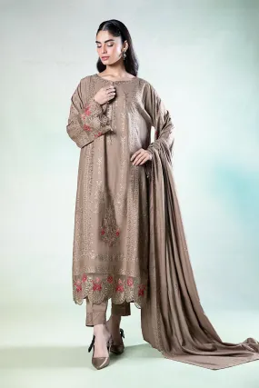 3 Piece Embroidered Linen Suit | DW-W24-65