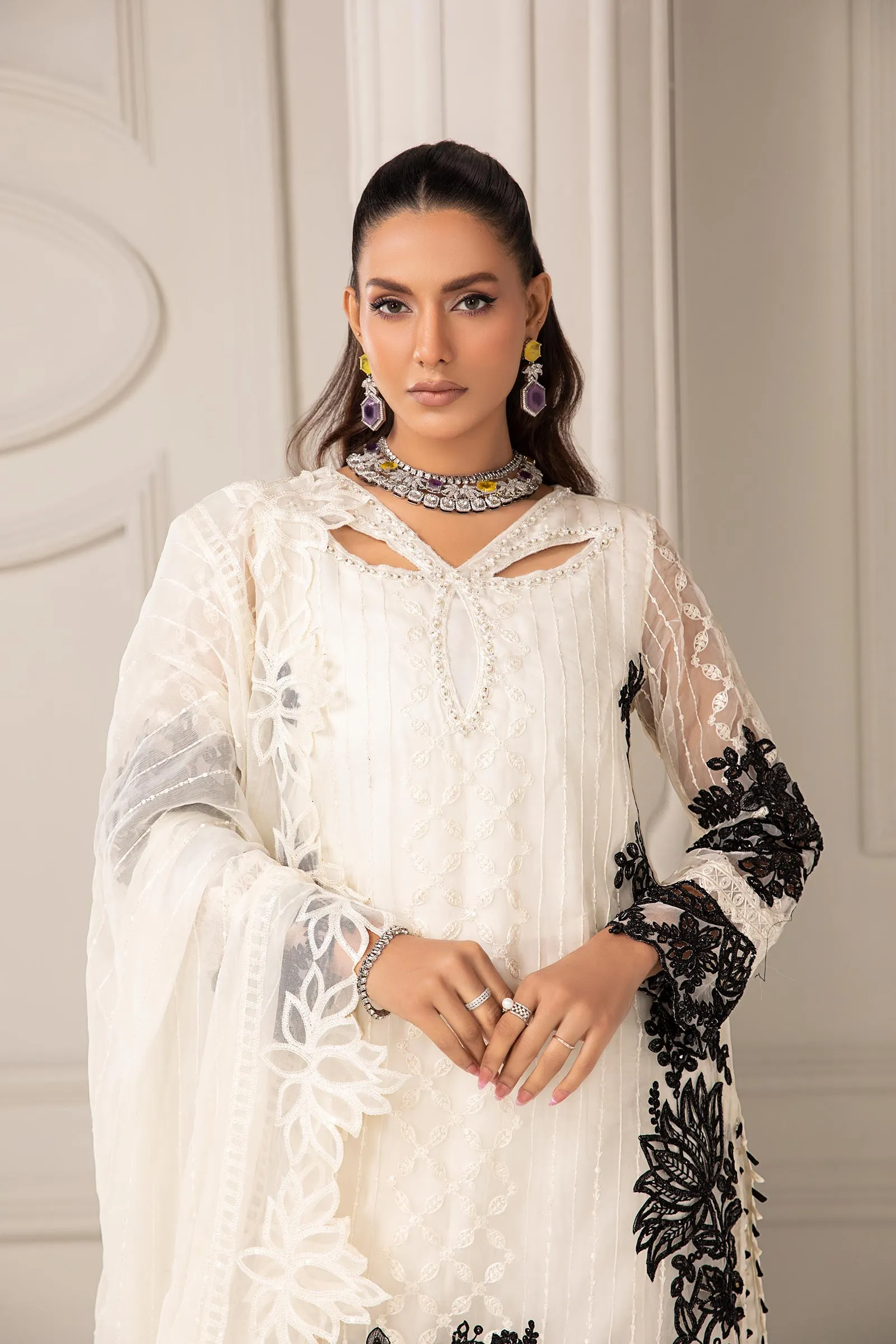 3 Piece Embroidered Organza Suit | SF-EF24-17