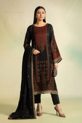 3 Piece Embroidered Woven Khadi Suit | DW-W24-107