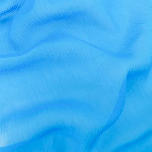 4 1/4 YD PC-Atlantis Blue Silk Crinkle Chiffon Fabric