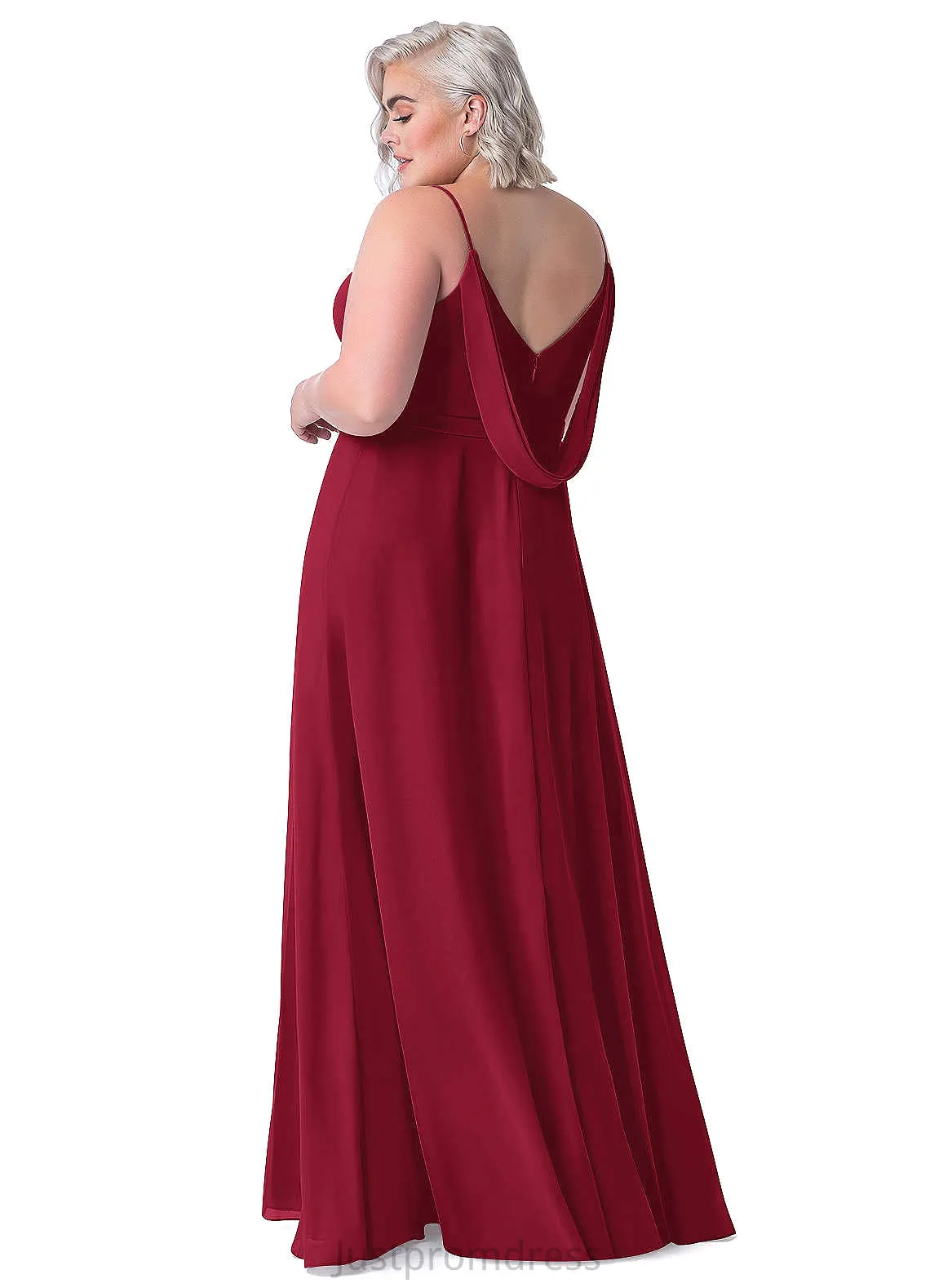 Alice Sleeveless Sheath/Column Satin Tea Length Natural Waist Spaghetti Staps Bridesmaid Dresses