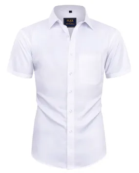 Alimens & Gentle Mens Dress Shirts Casual Regular Fit Short Sleeve Button Down Shirt 3X-Large White