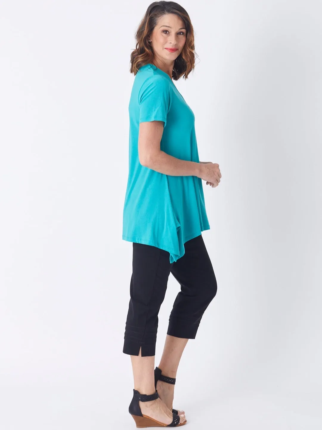 Andrea V Short Sleeve Top - Turquoise - 26233