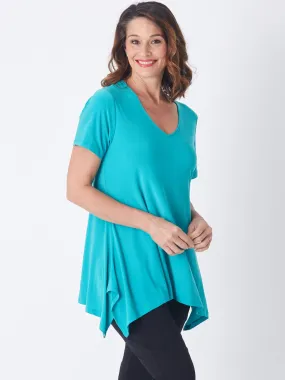 Andrea V Short Sleeve Top - Turquoise - 26233