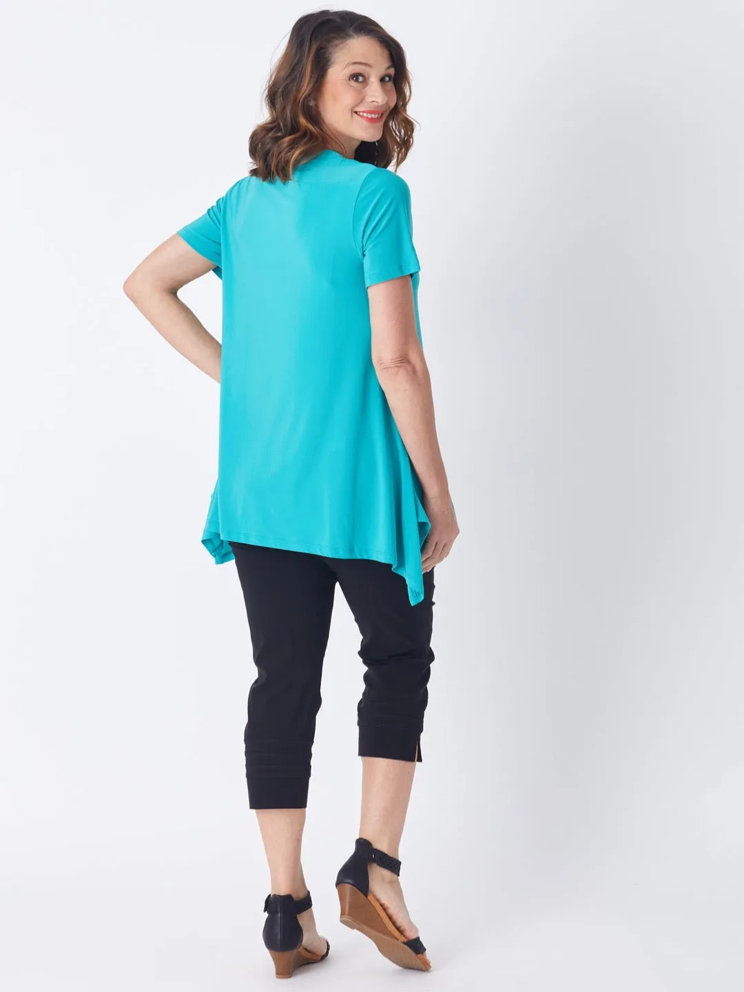 Andrea V Short Sleeve Top - Turquoise - 26233