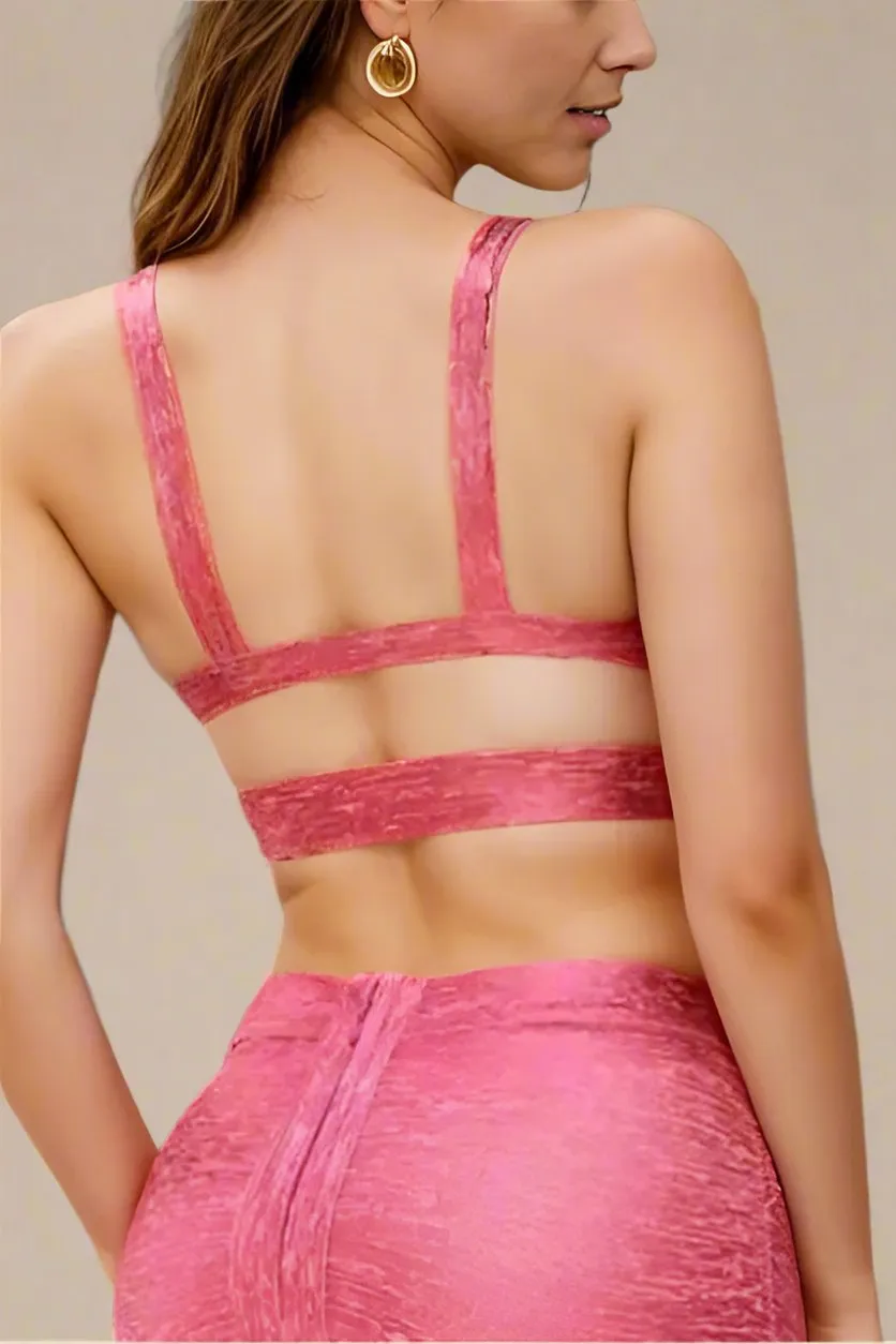 Ang Bandage Metallic Crop Top - Hot Pink