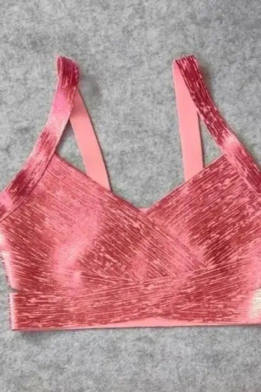 Ang Bandage Metallic Crop Top - Hot Pink