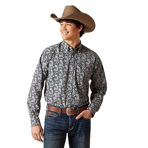 Ariat Men's Wrinkle Free Kohen Classic Fit Shirt, Deep Pacific