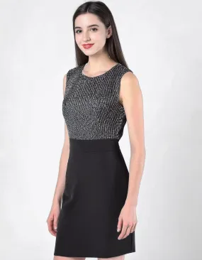 Black and Grey Color-Block Sheath Dress