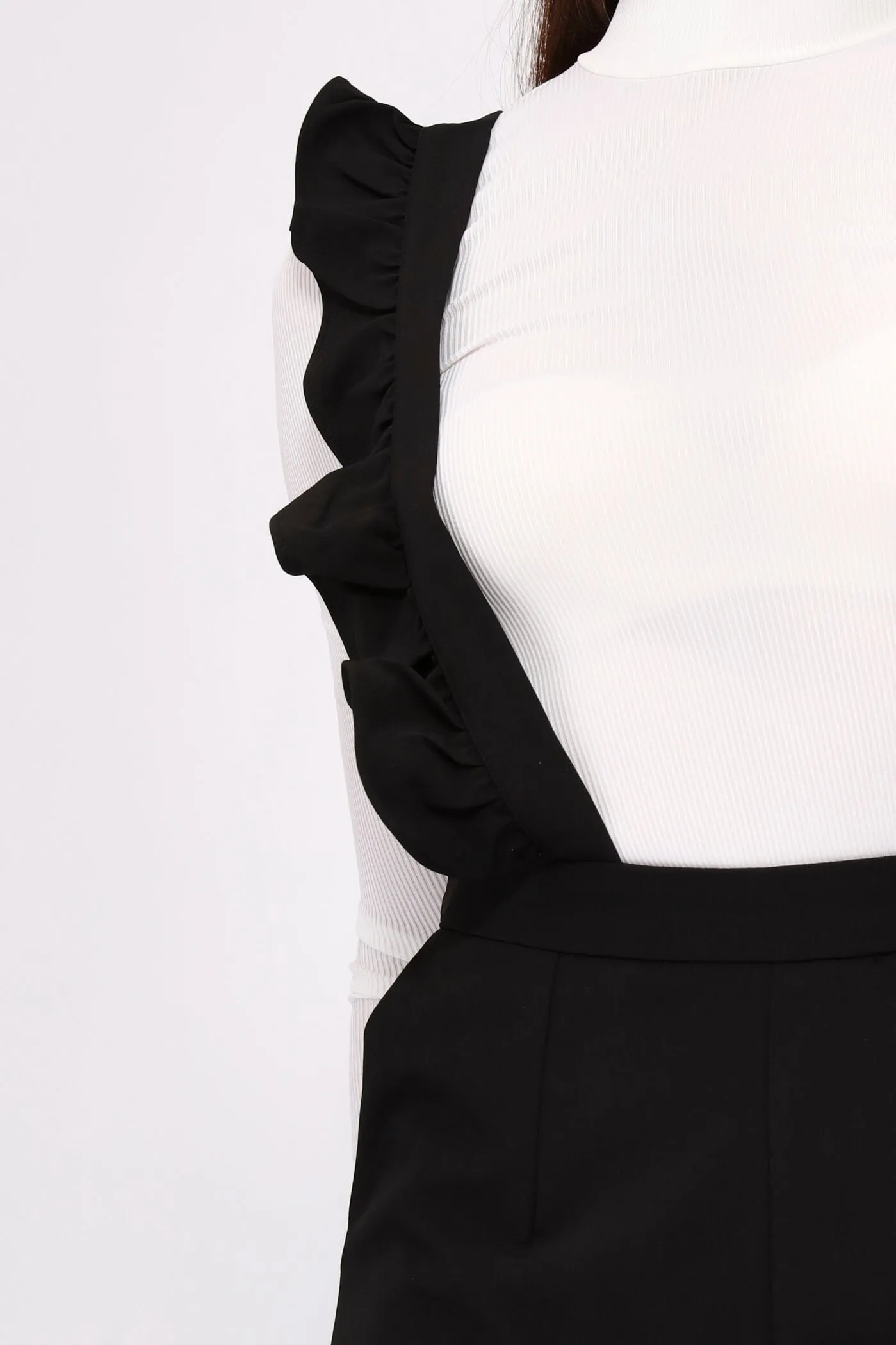 Black Frill Detail Dungarees