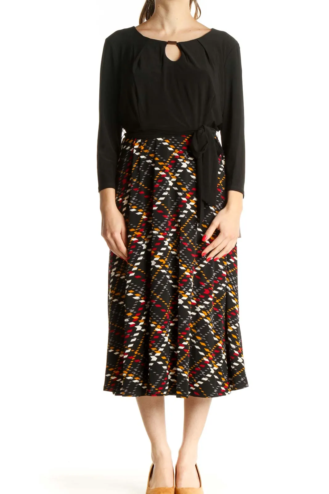 Black Printed Sheath Dress