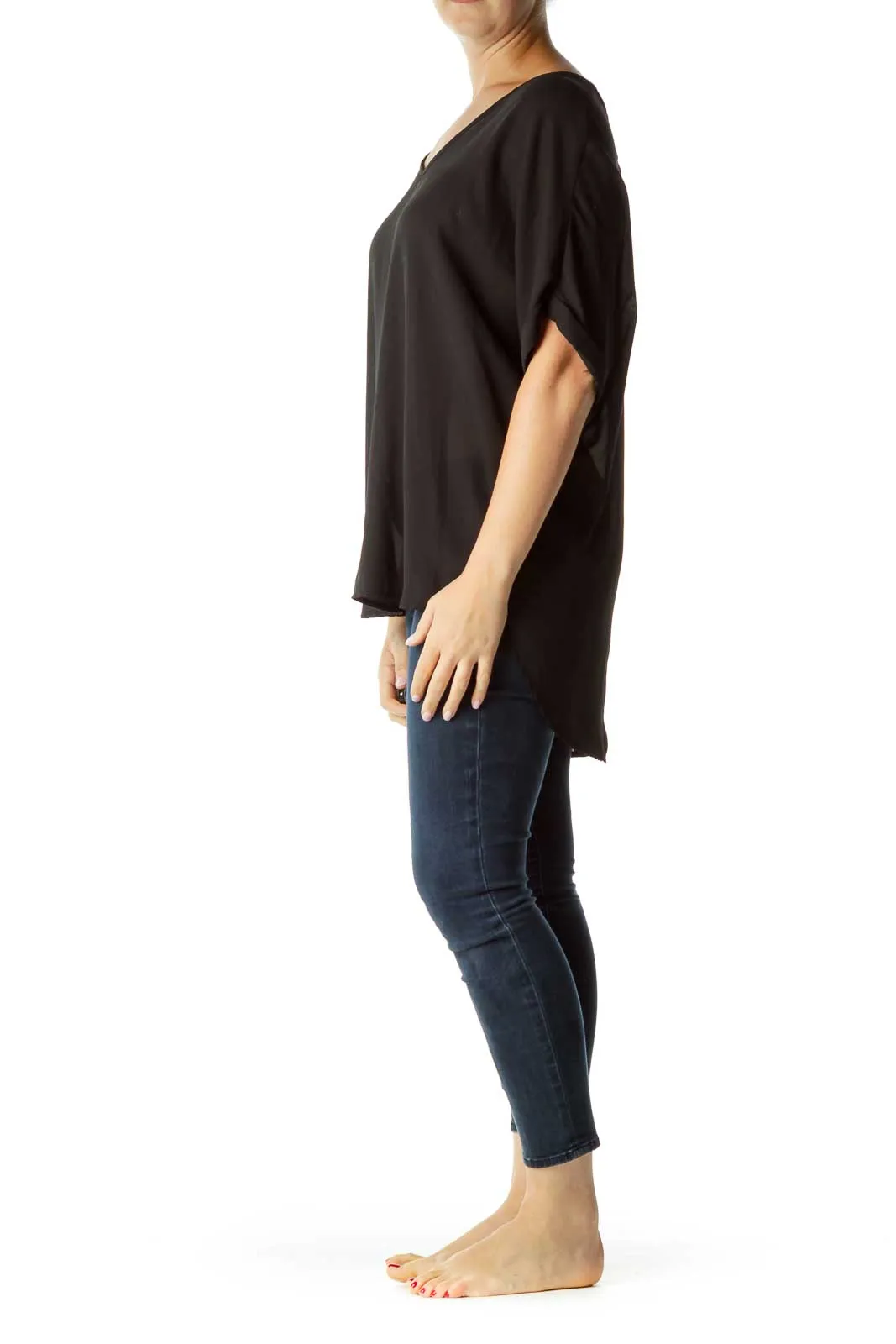 Black V-Neck Blouse