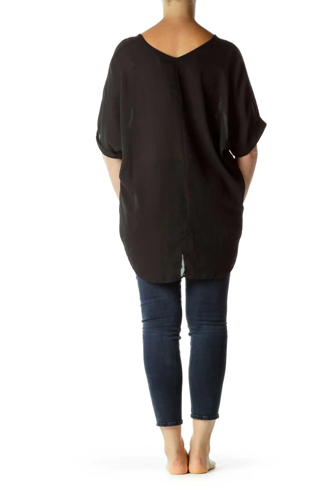 Black V-Neck Blouse