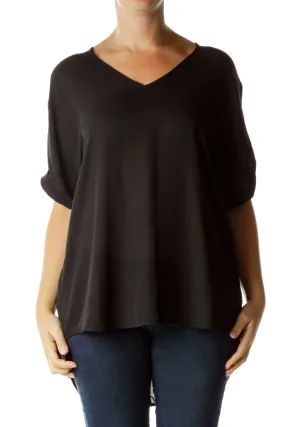 Black V-Neck Blouse