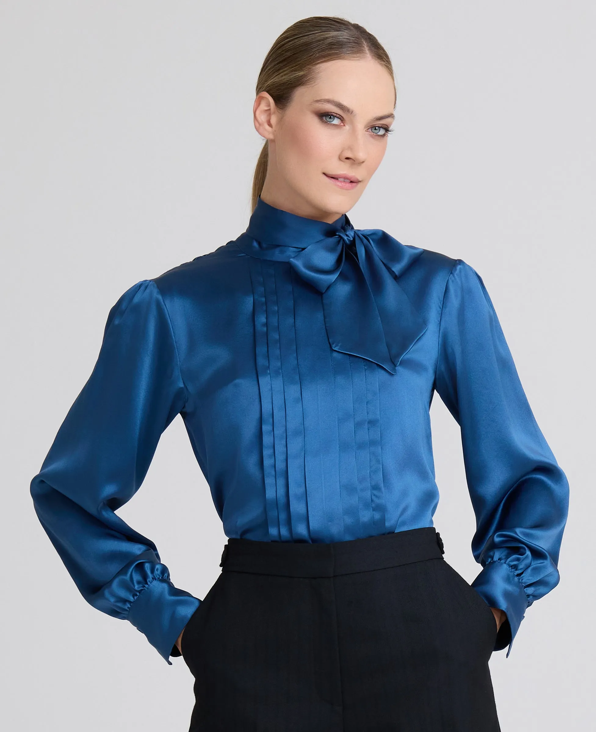 Cara Liberty Silk Pleat Front Blouse