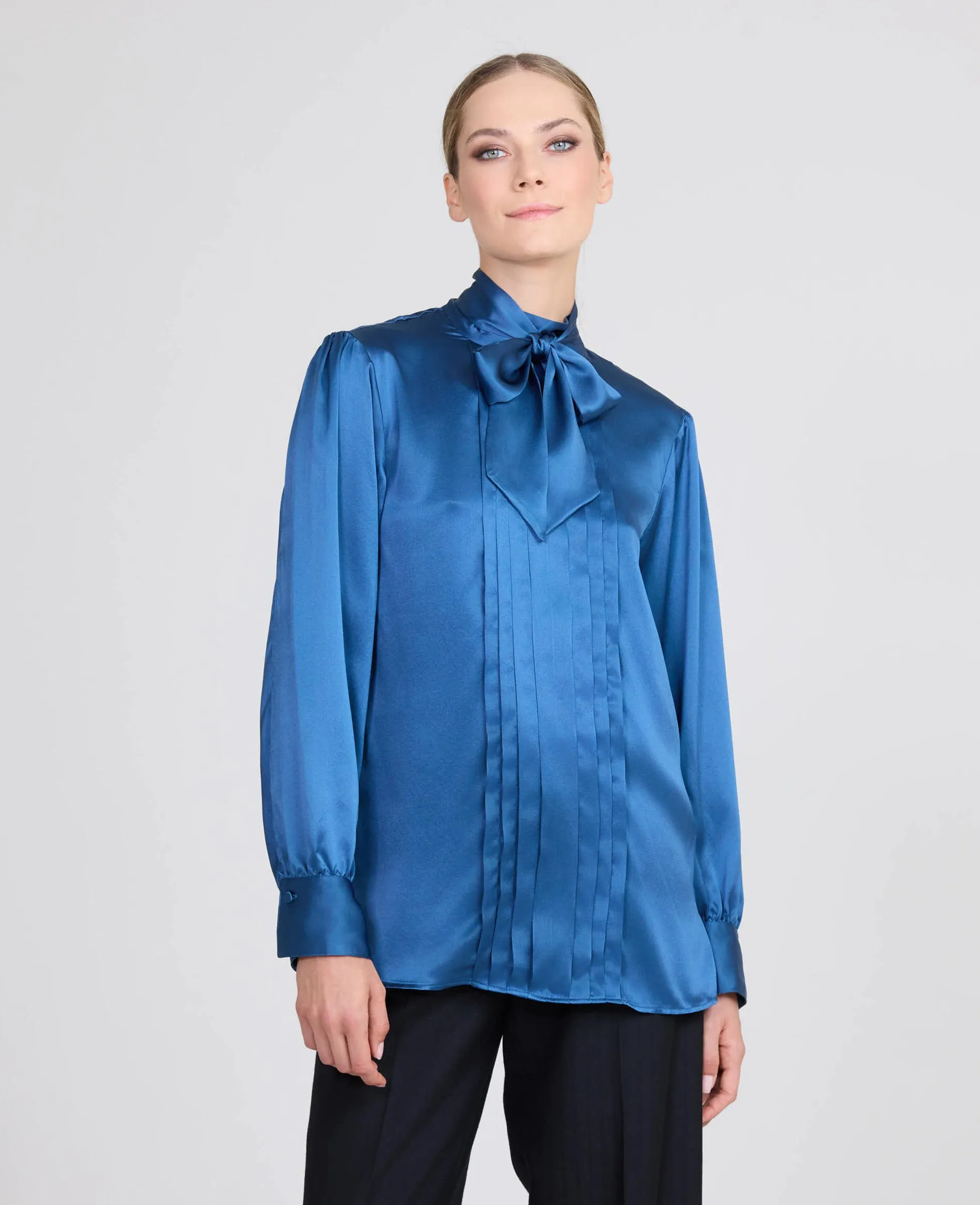 Cara Liberty Silk Pleat Front Blouse