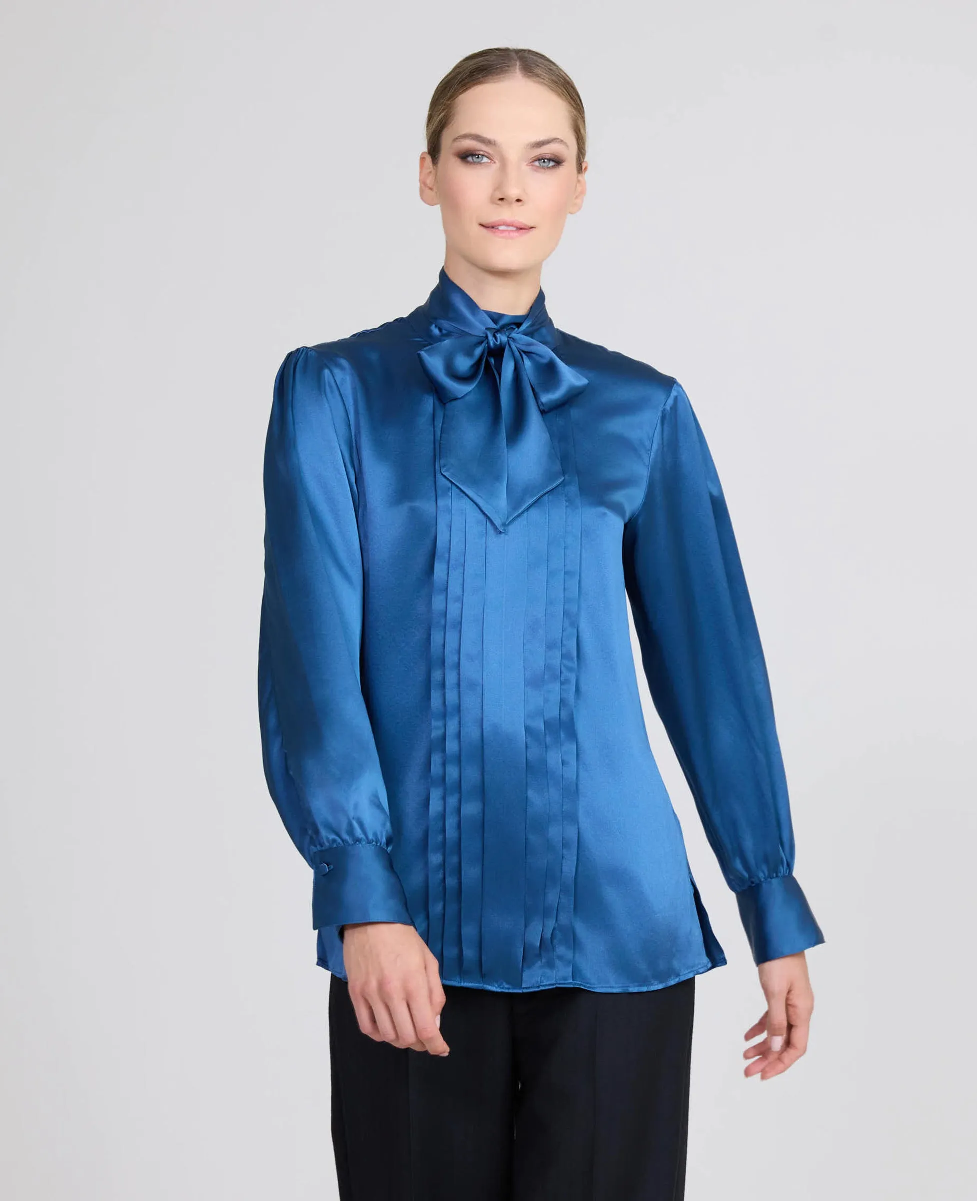 Cara Liberty Silk Pleat Front Blouse