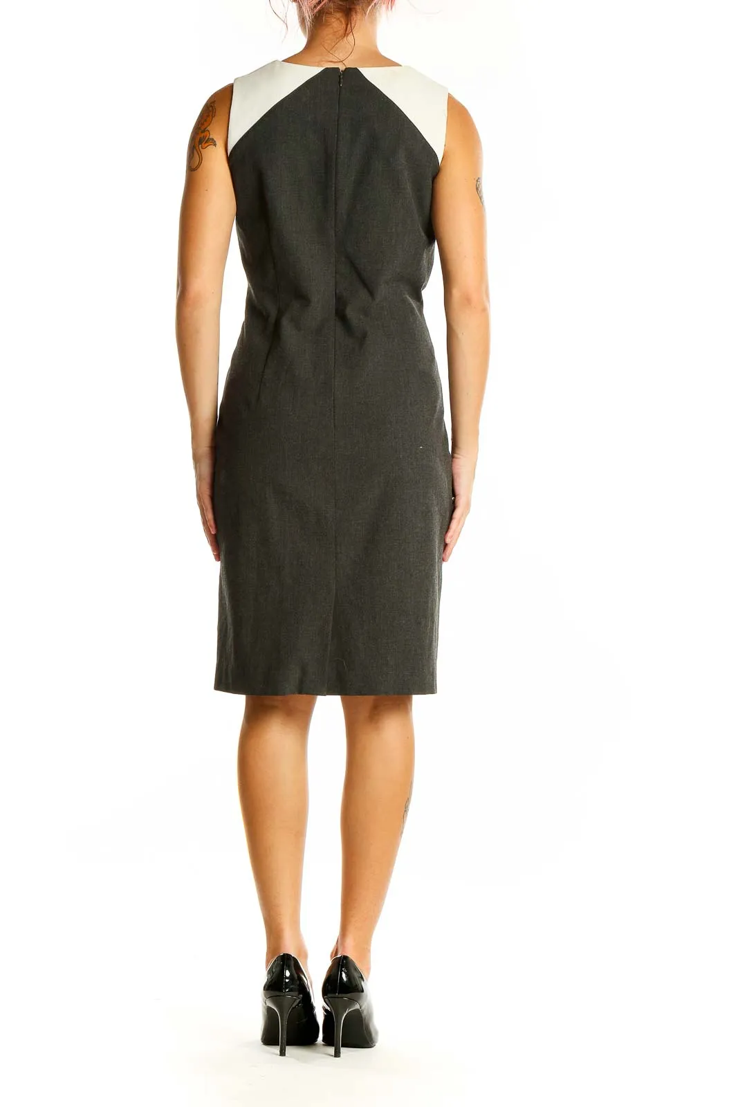 Charcoal Sleeveless Colorblock Sheath Dress