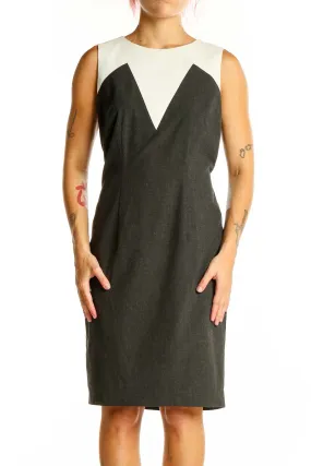 Charcoal Sleeveless Colorblock Sheath Dress