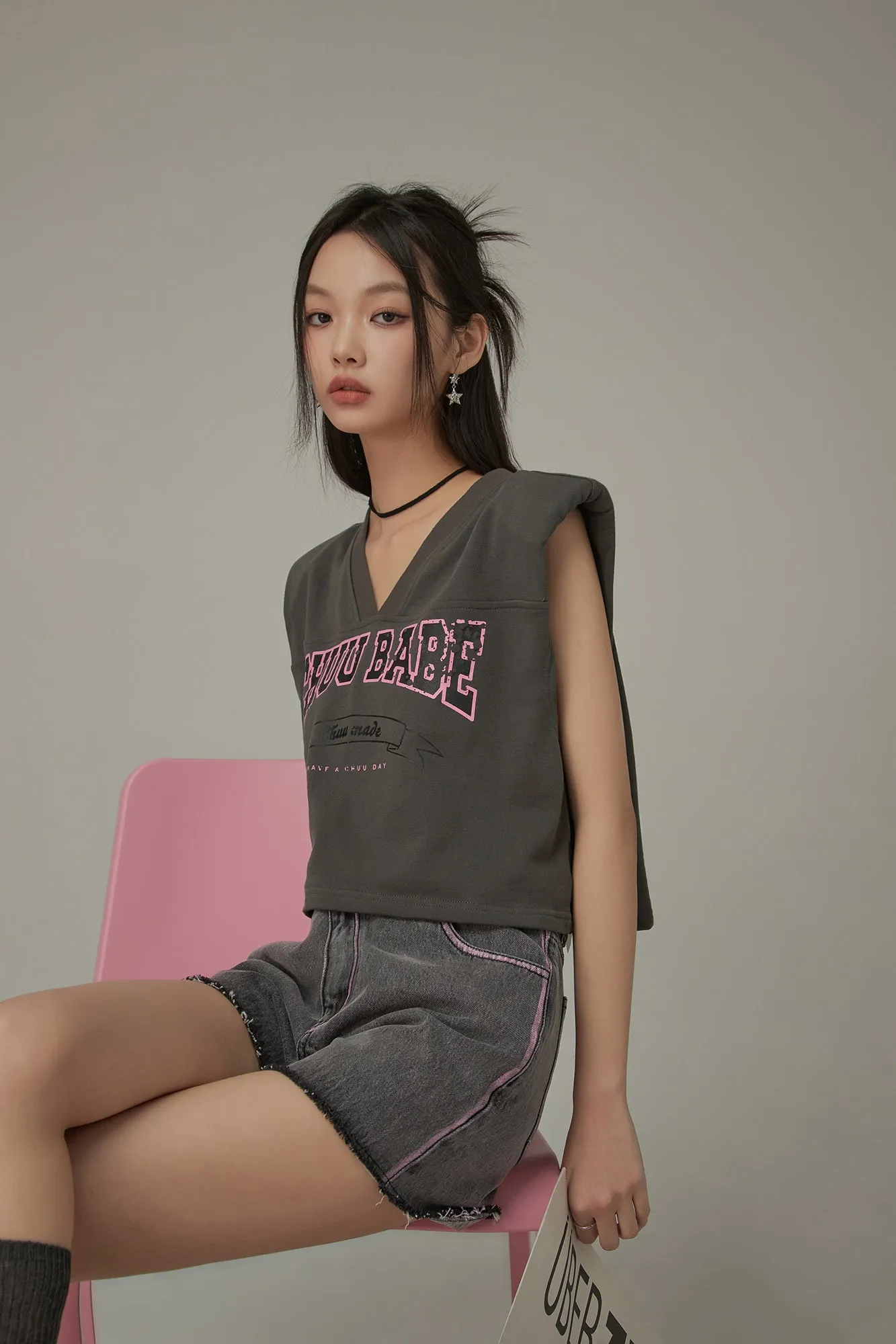 Chuu Babe Sleeveless Cotton V-Neck Top