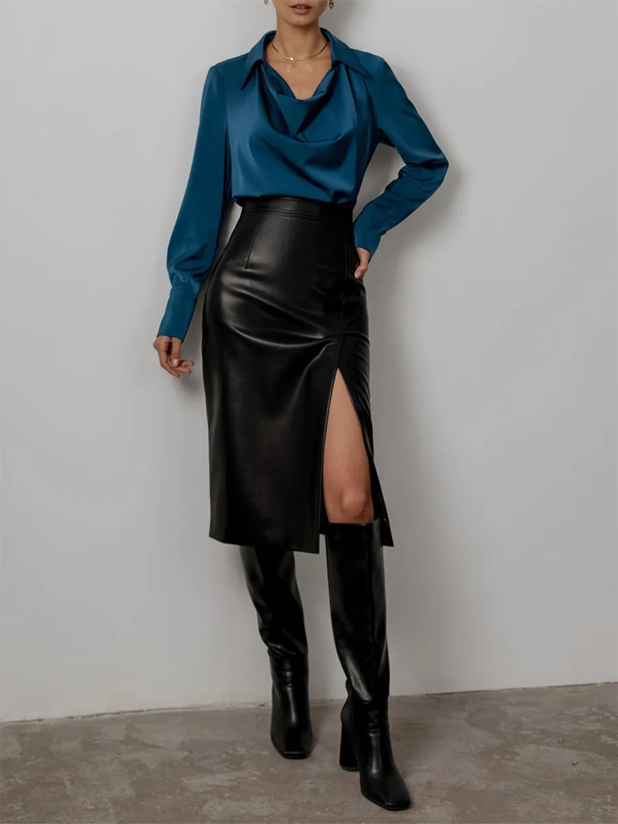 Draped Satin Blouse