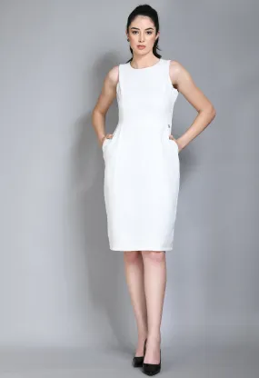 Exude Courage Sleeveless Sheath Dress (White)