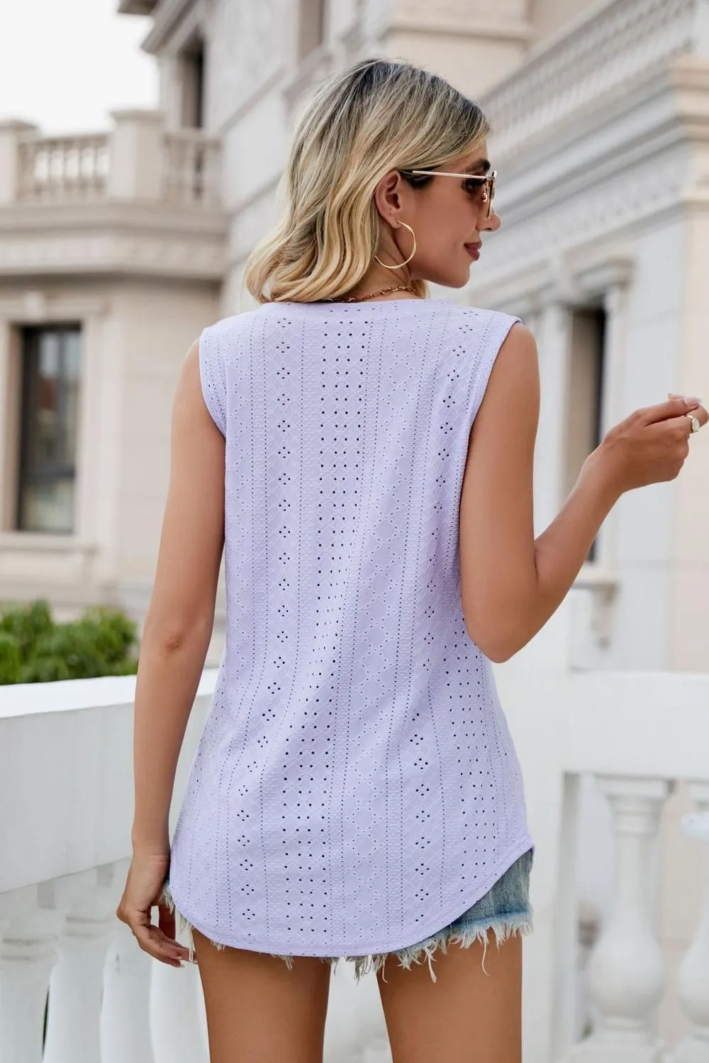 Eyelet V-Neck Tank