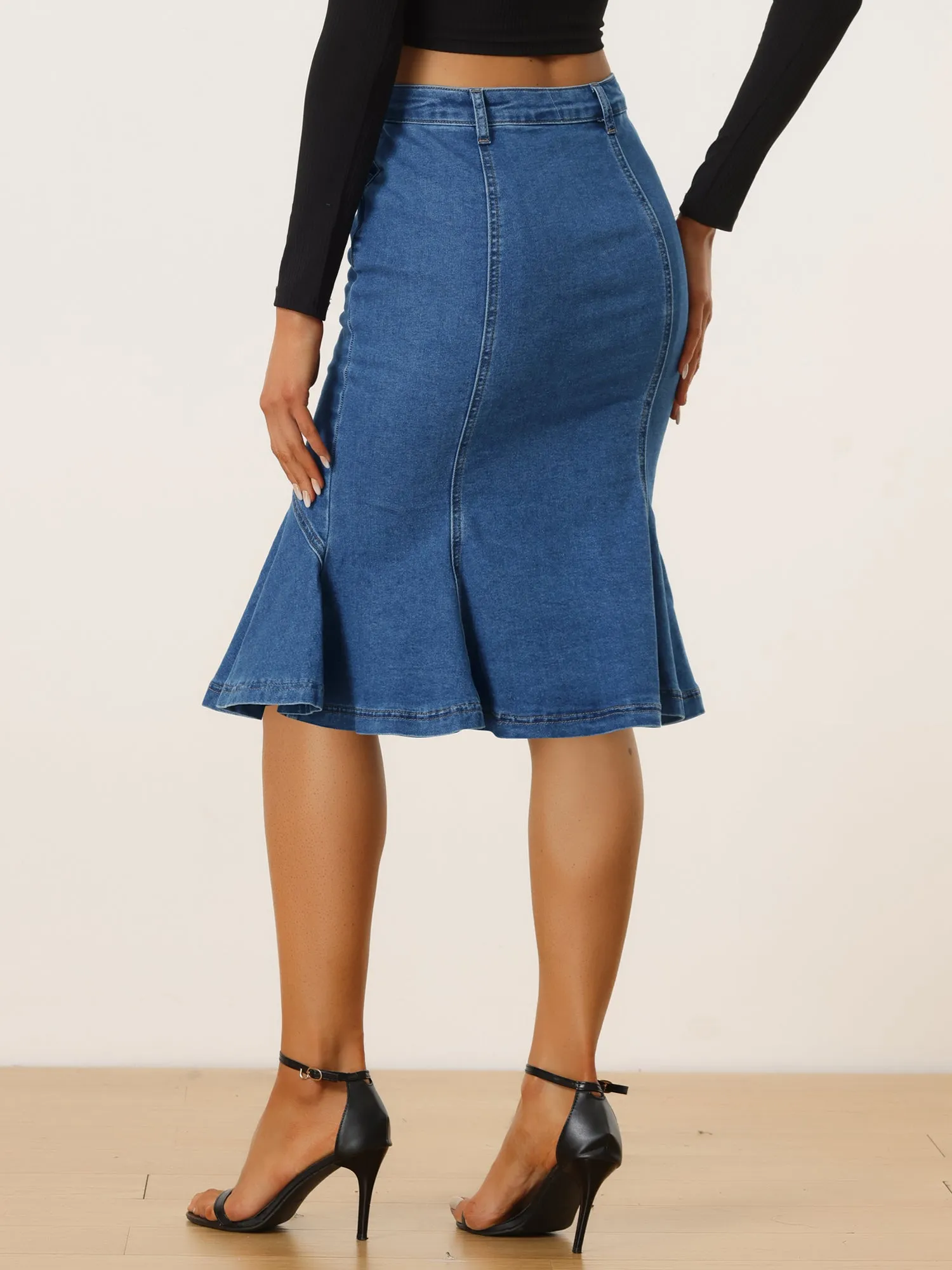 Fishtail Denim High Waist Bodycon Jean Ruffles Skirts