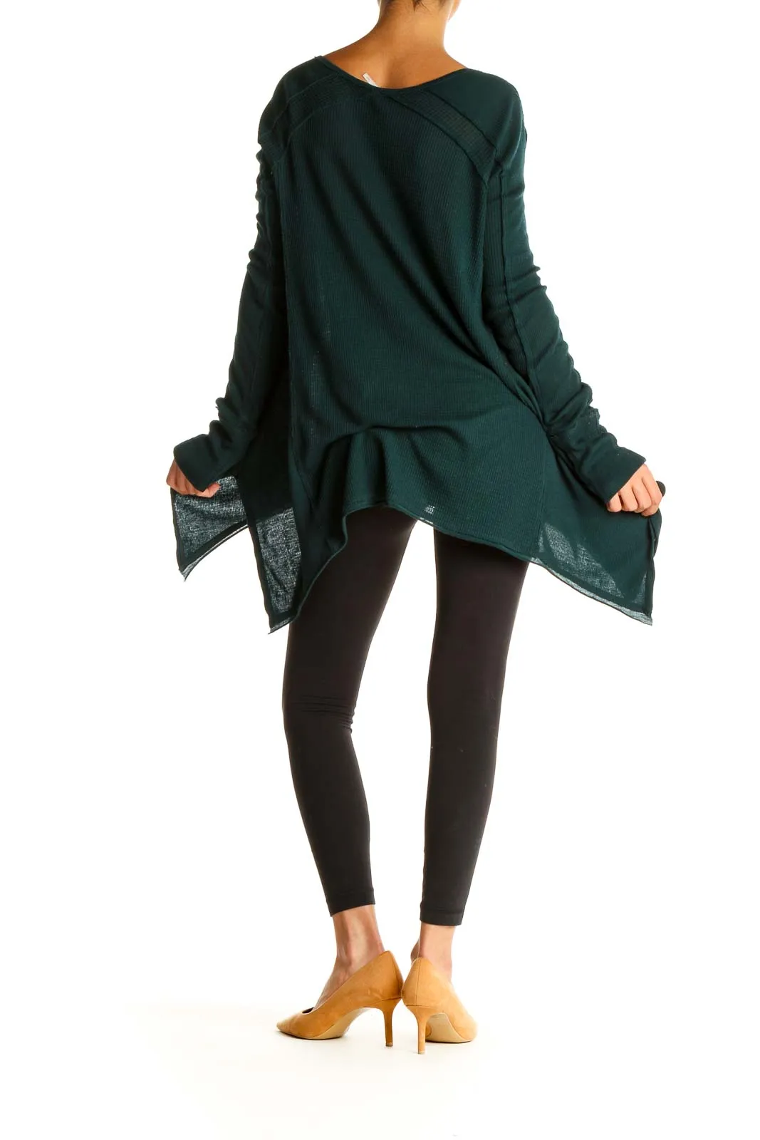 Forest Green V-Neck Oversized Sweater