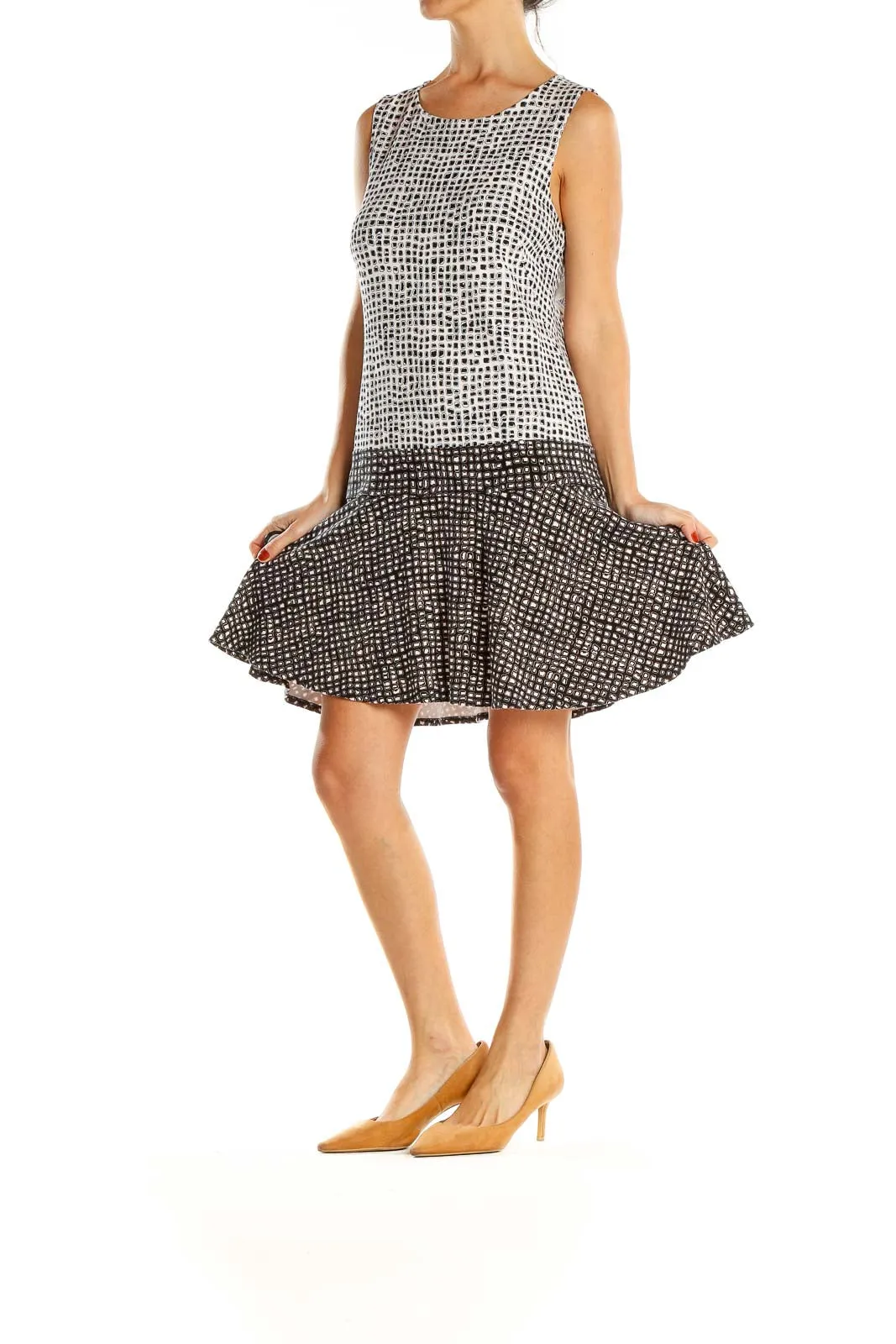 Gray Printed Work Sheath Dress