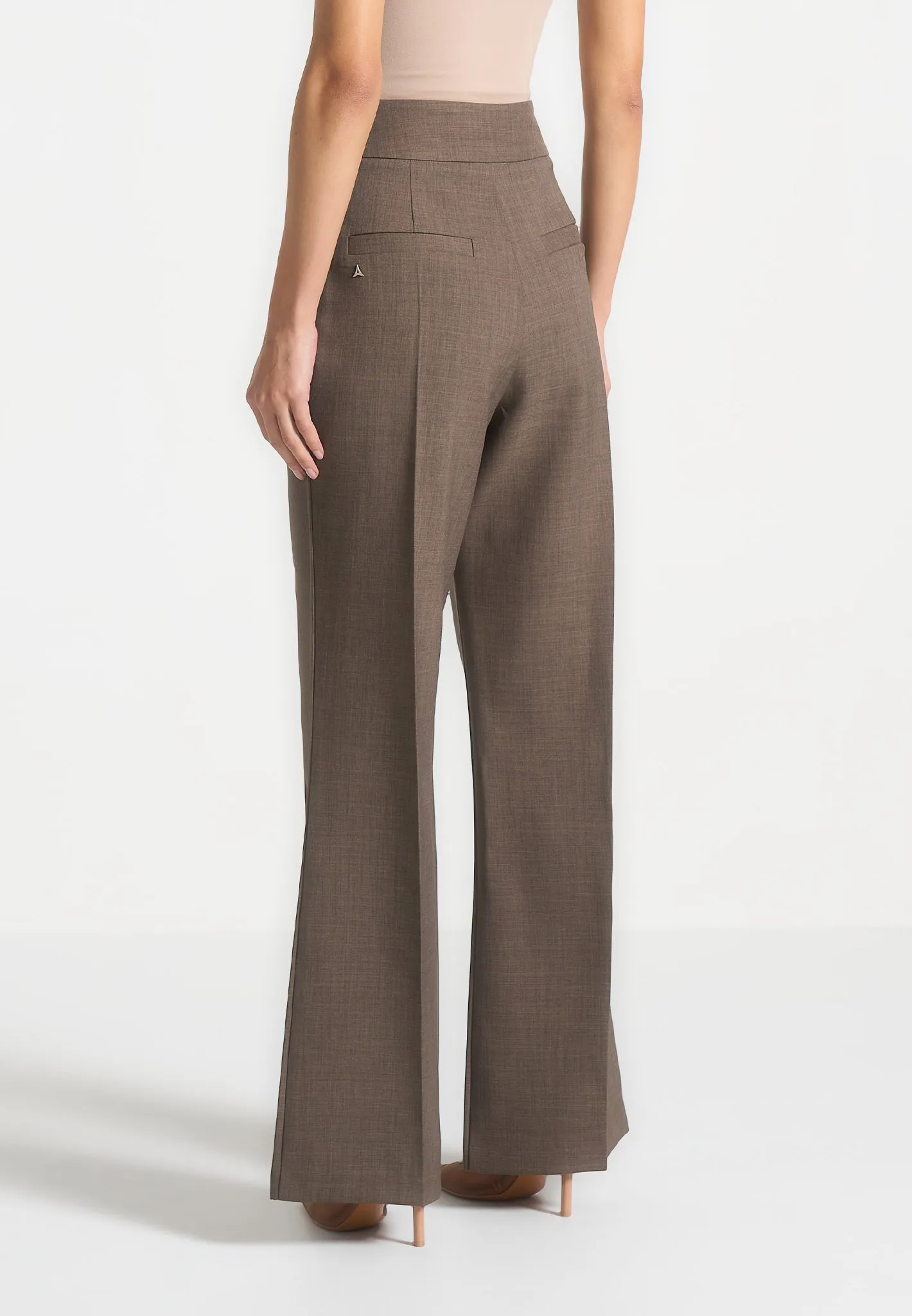 High Waisted Tailored Trousers - Dark Taupe