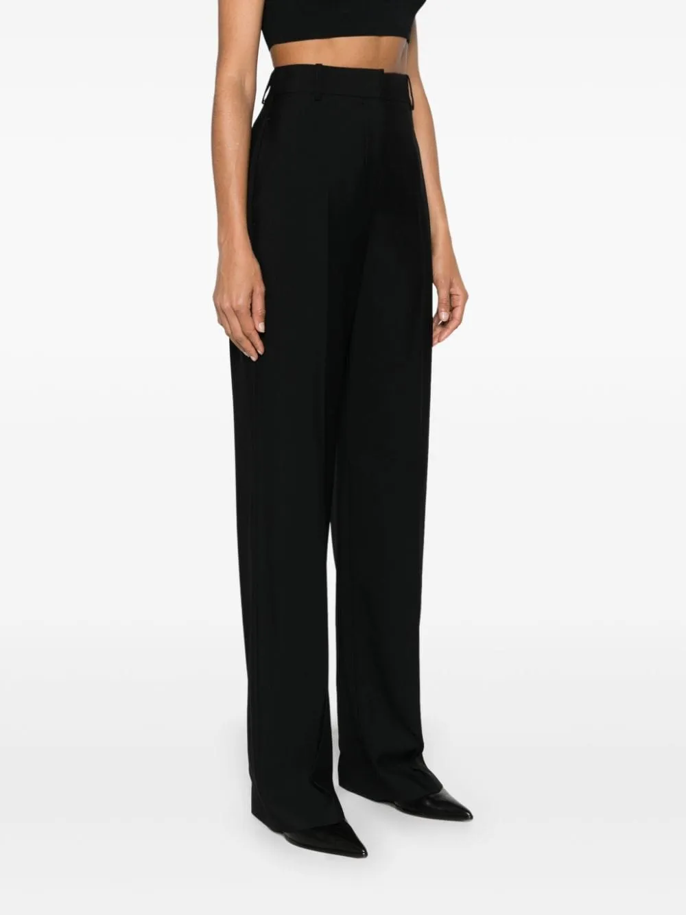 High-Waisted Tailored Wool Trousers