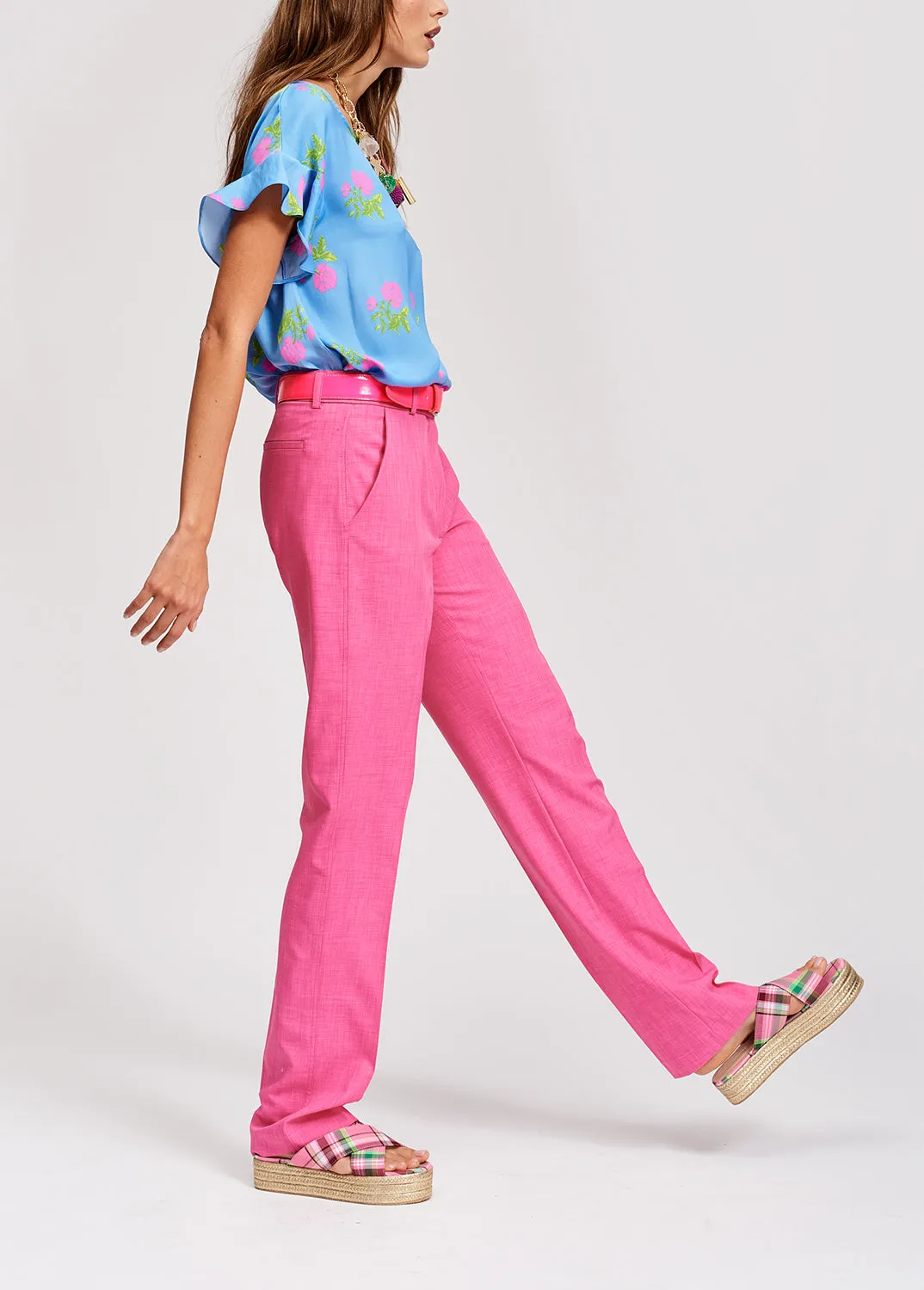 Hot pink tailored trousers