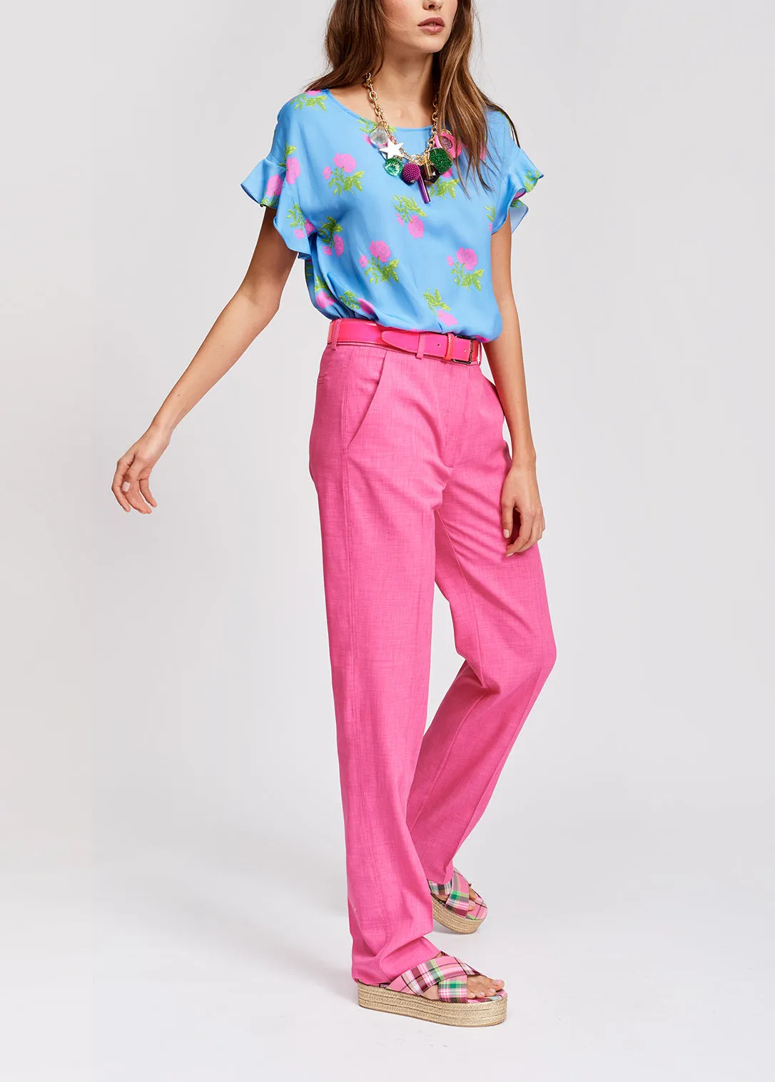 Hot pink tailored trousers