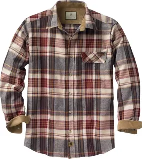 Legendary Whitetails Standard Buck Camp Flannel, Long Sleeve Plaid Button Down Casual Shirt for Men with Corduroy Cuffs, Fall & Winter Clothing, Cedarwood, Large