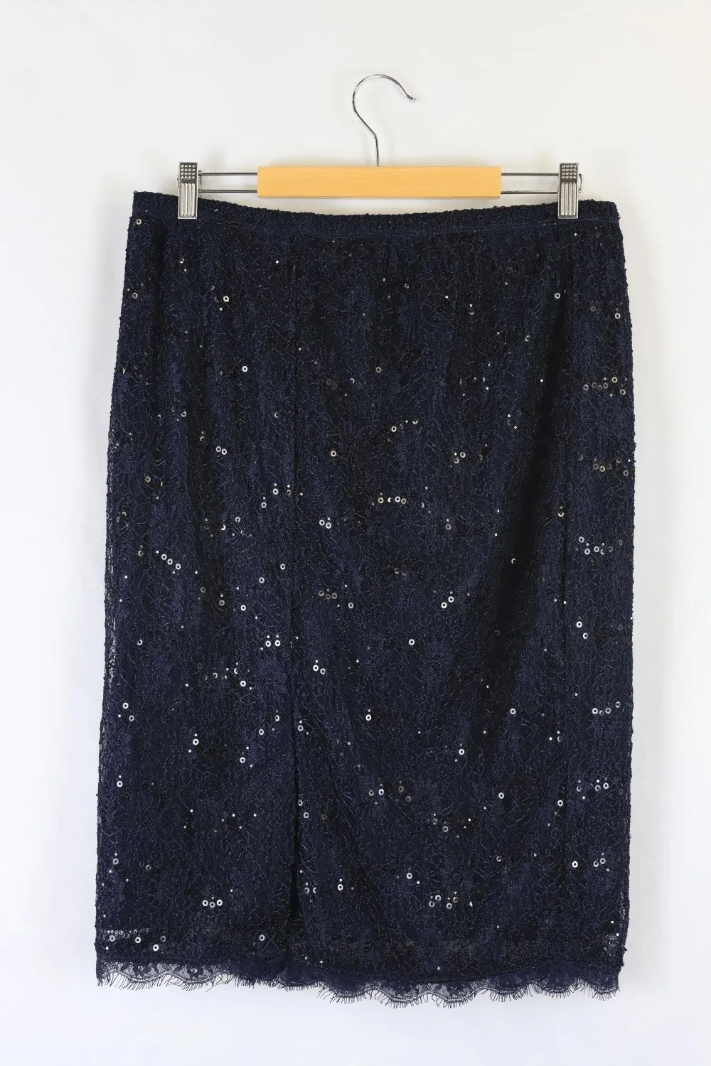 Liz Jordan Navy Sparkle Skirt L