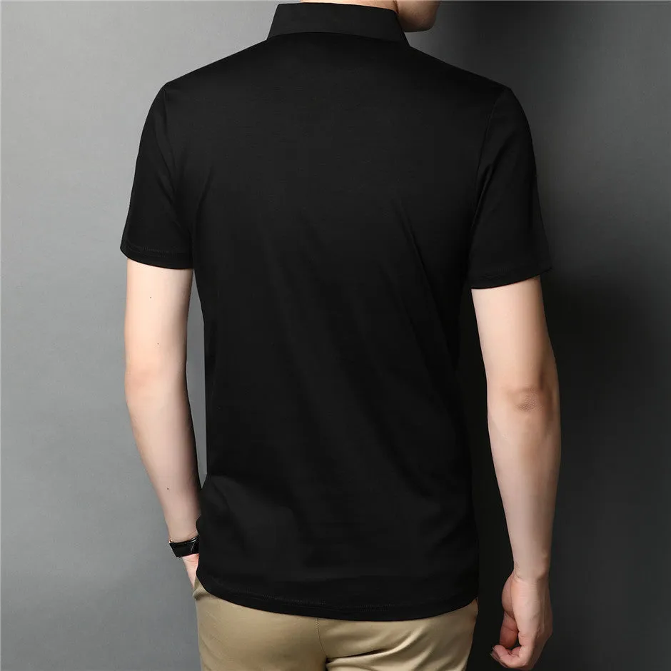 Minimalist Solid V-Neck Polo Shirt