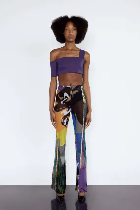 Multicolour Embroidery Flare Trousers