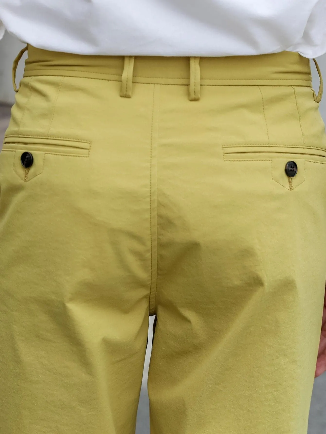 Mustard Yellow Slant Pockets Zipper Fly Tailored Trousers