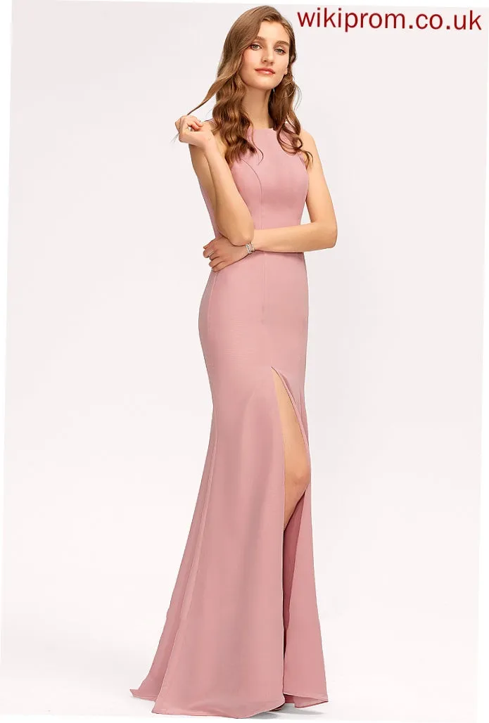 Neckline Fabric Length Floor-Length SplitFront ScoopNeck Silhouette Embellishment Sheath/Column Kyleigh Natural Waist Sleeveless Bridesmaid Dresses