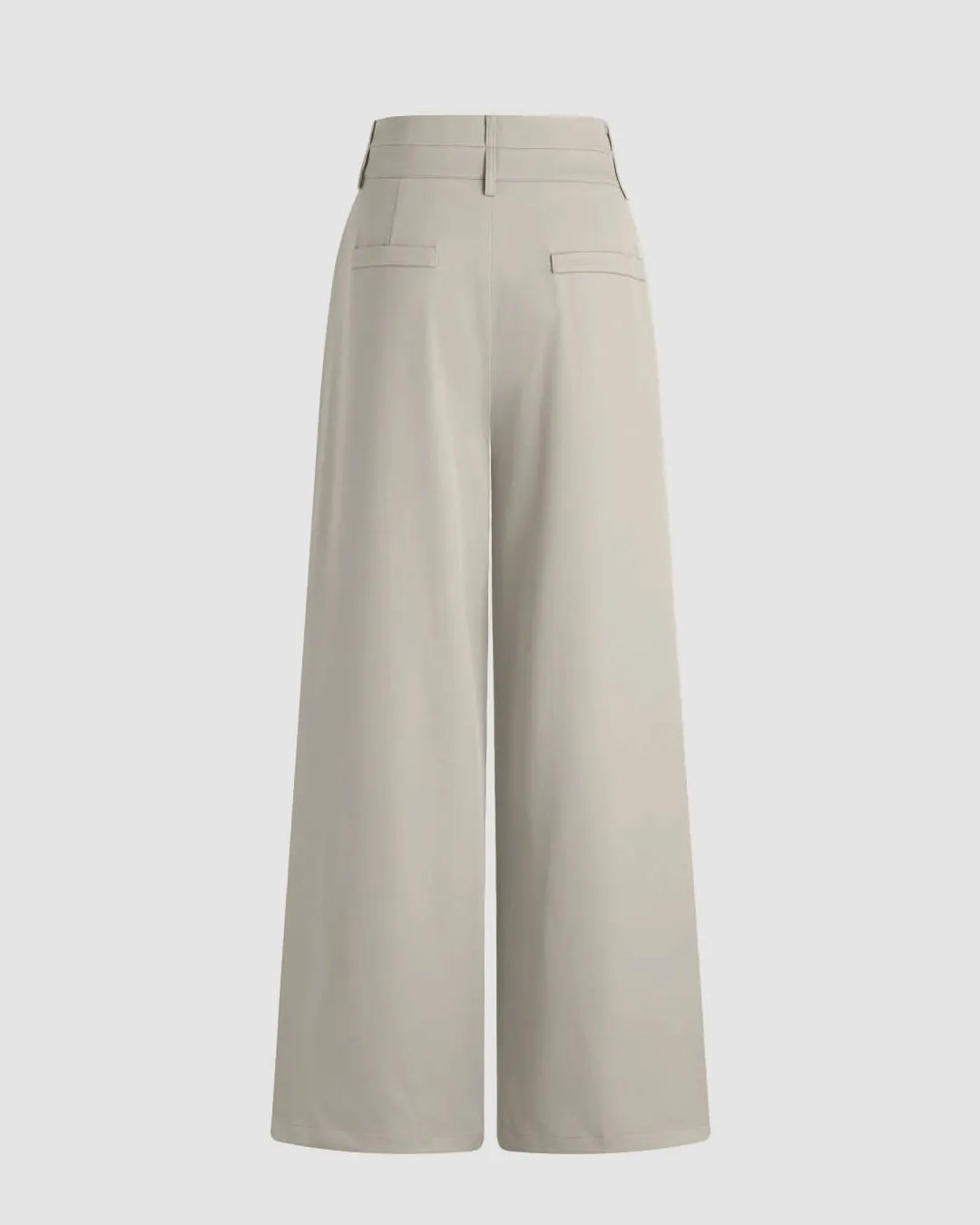 New Nostalgia Solid High Waist Pleated Wide Leg Pants In Offwhite