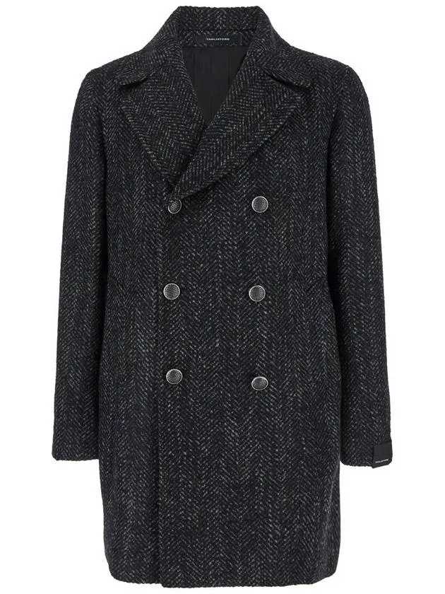 'Peacot' Grey Short Double-Breasted Coat In Wool Blend Man