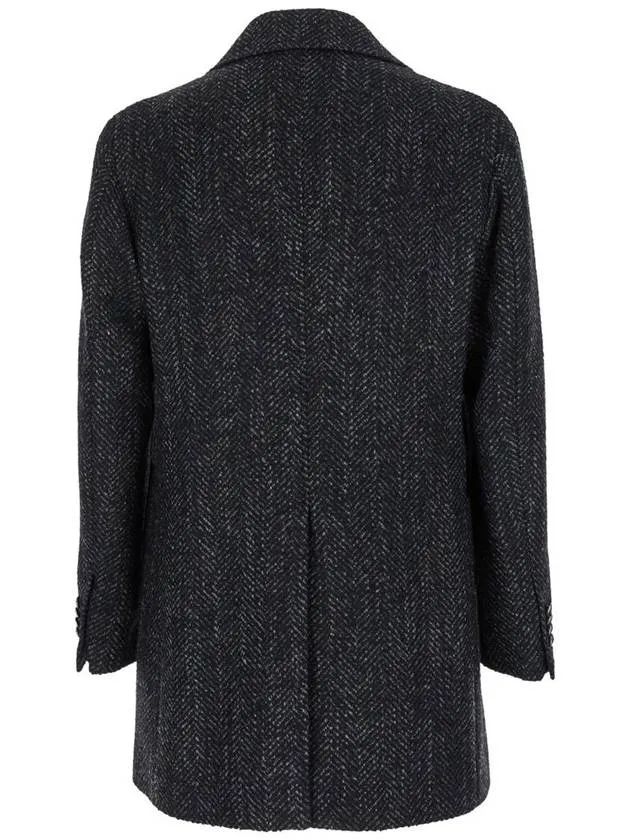 'Peacot' Grey Short Double-Breasted Coat In Wool Blend Man