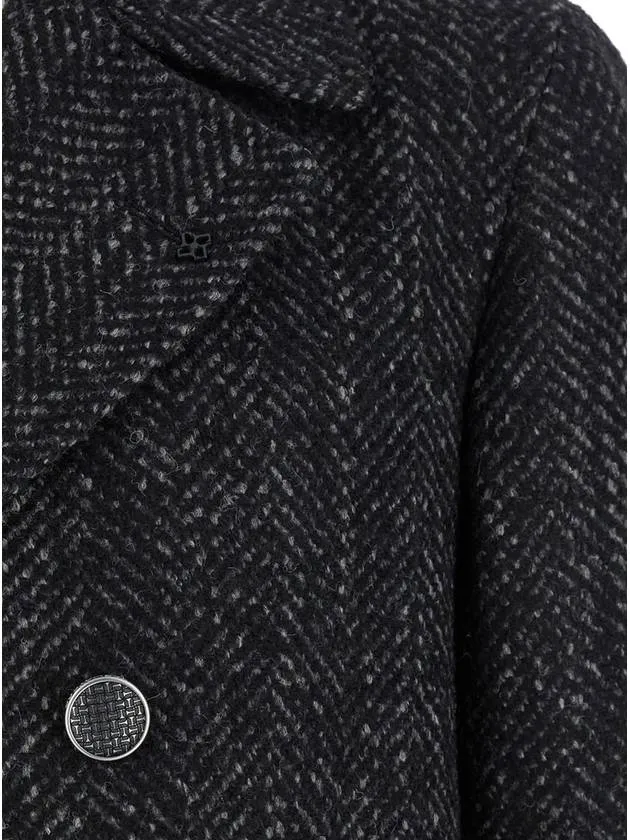 'Peacot' Grey Short Double-Breasted Coat In Wool Blend Man