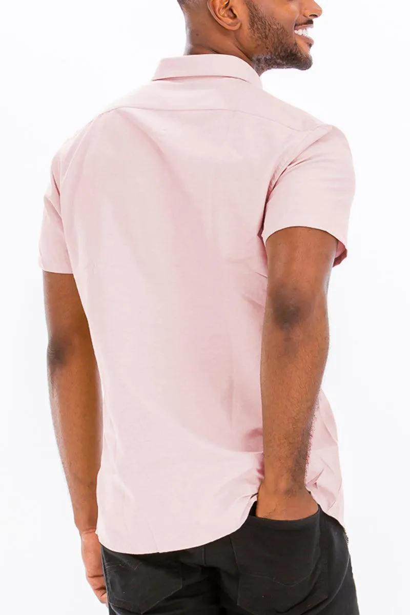 Pink Signature Short Sleeve Button Down Shirt