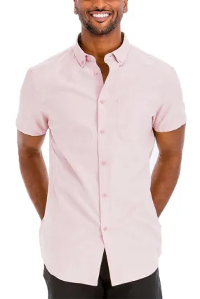 Pink Signature Short Sleeve Button Down Shirt