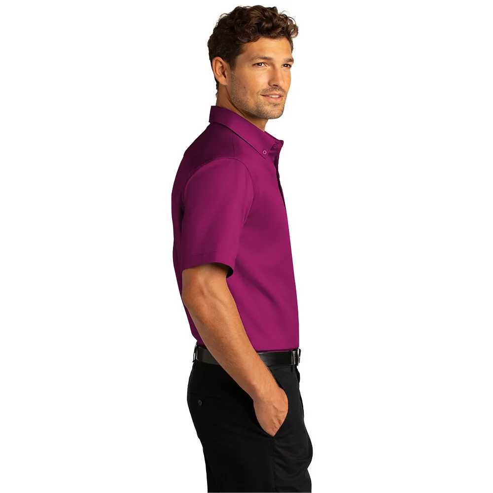 Port Authority® Short Sleeve SuperPro React™ Twill Shirt- Wild Berry