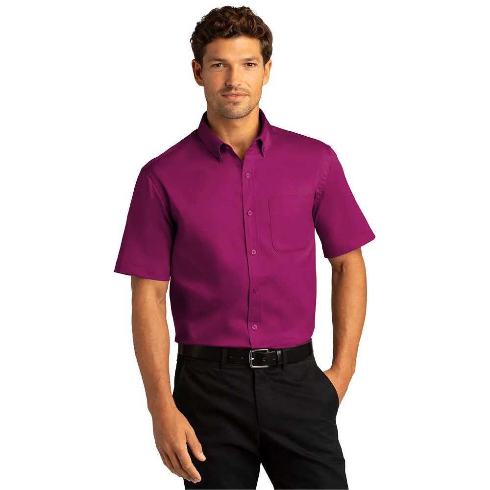 Port Authority® Short Sleeve SuperPro React™ Twill Shirt- Wild Berry