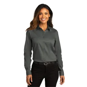 Port Authority® Women's Long Sleeve SuperPro React ™ Twill Shirt - Storm Grey