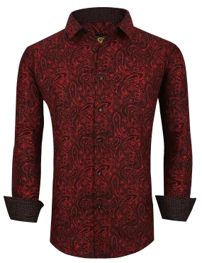 PREMIERE SHIRTS: Red & Black Paisley